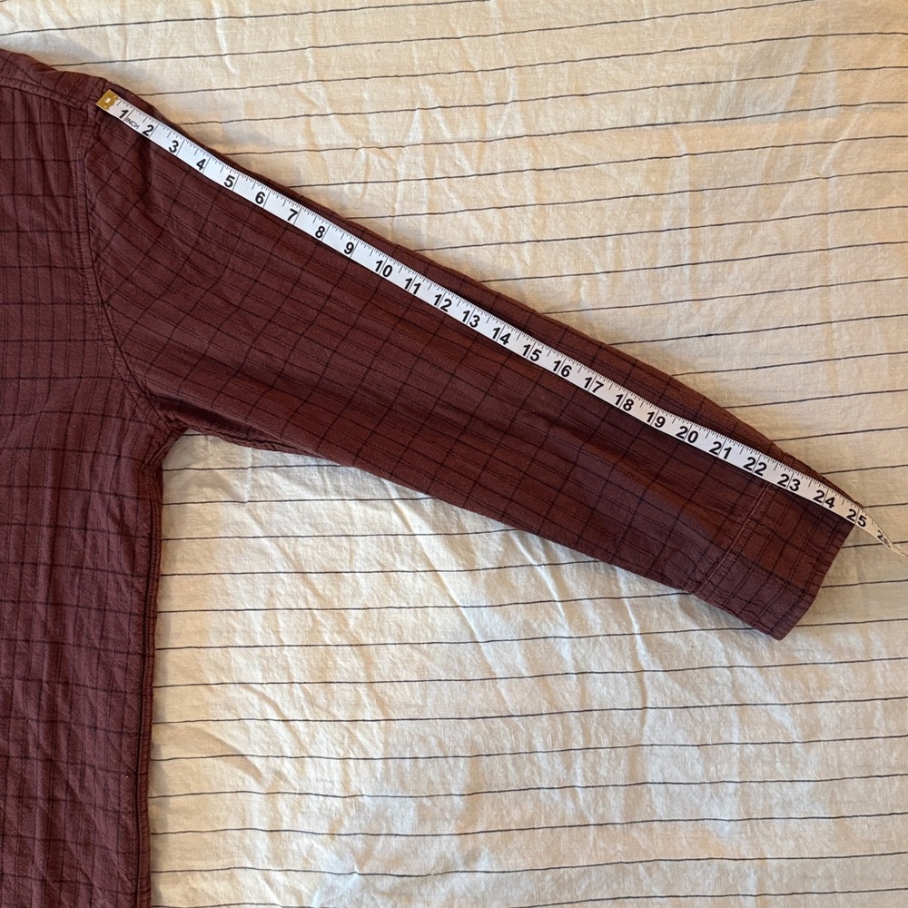 Madewell Burgundy Check Rugby Polo with Cream Collar - Picture 6 of 7